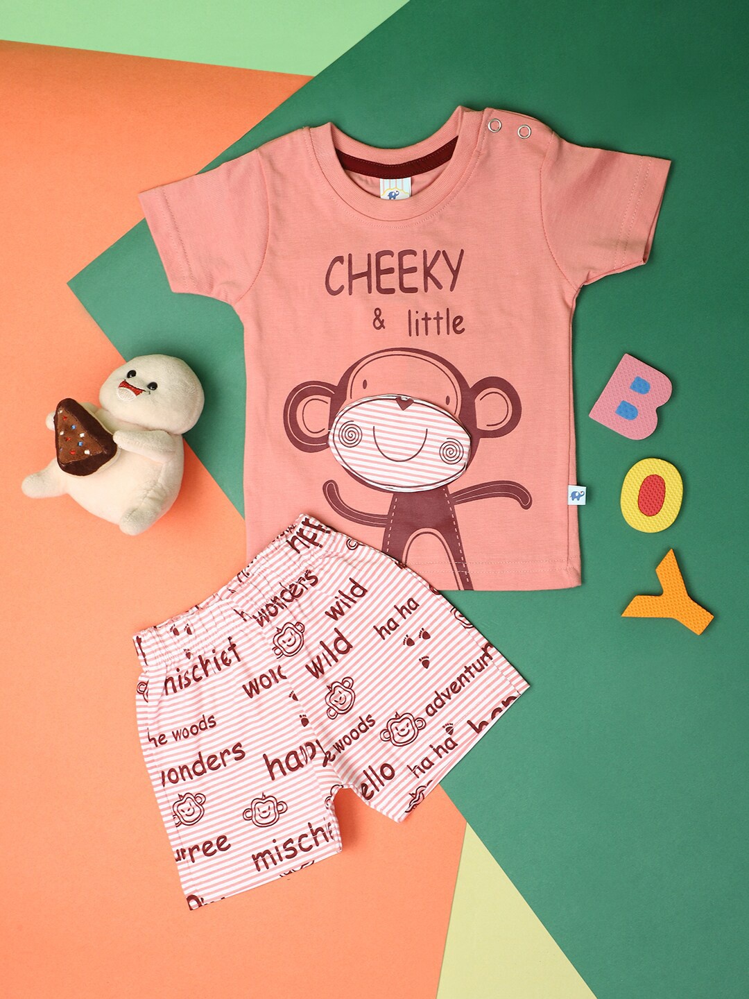 

V-Mart Kids Printed T-shirt with Short, Pink
