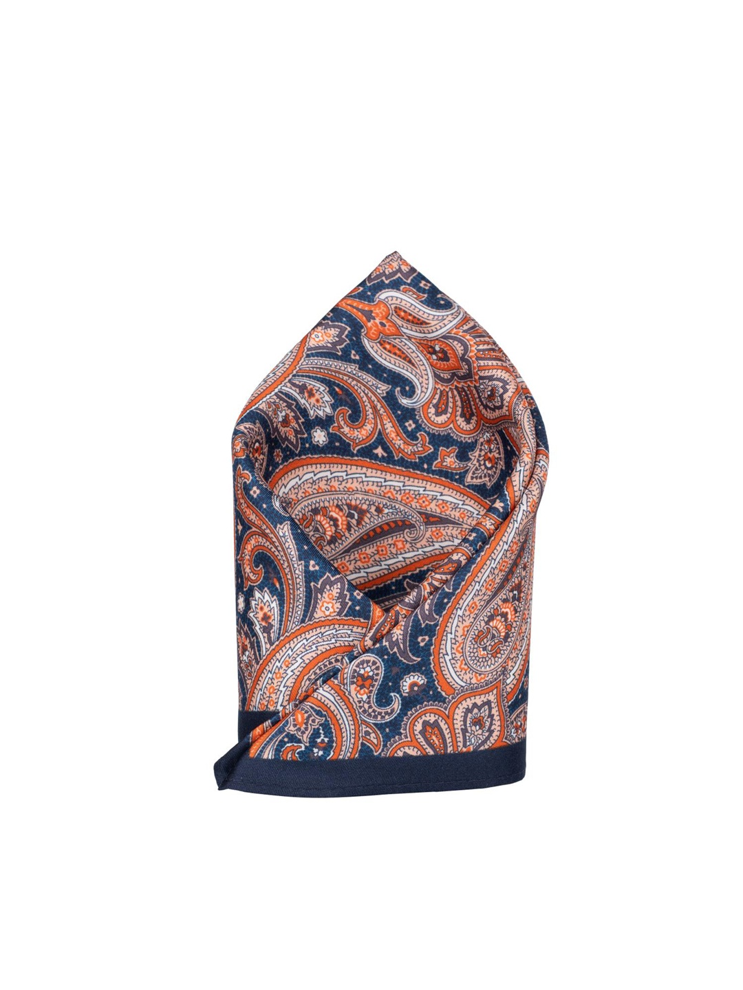 

The Tie Hub Printed Silk Pocket Squares, Navy blue