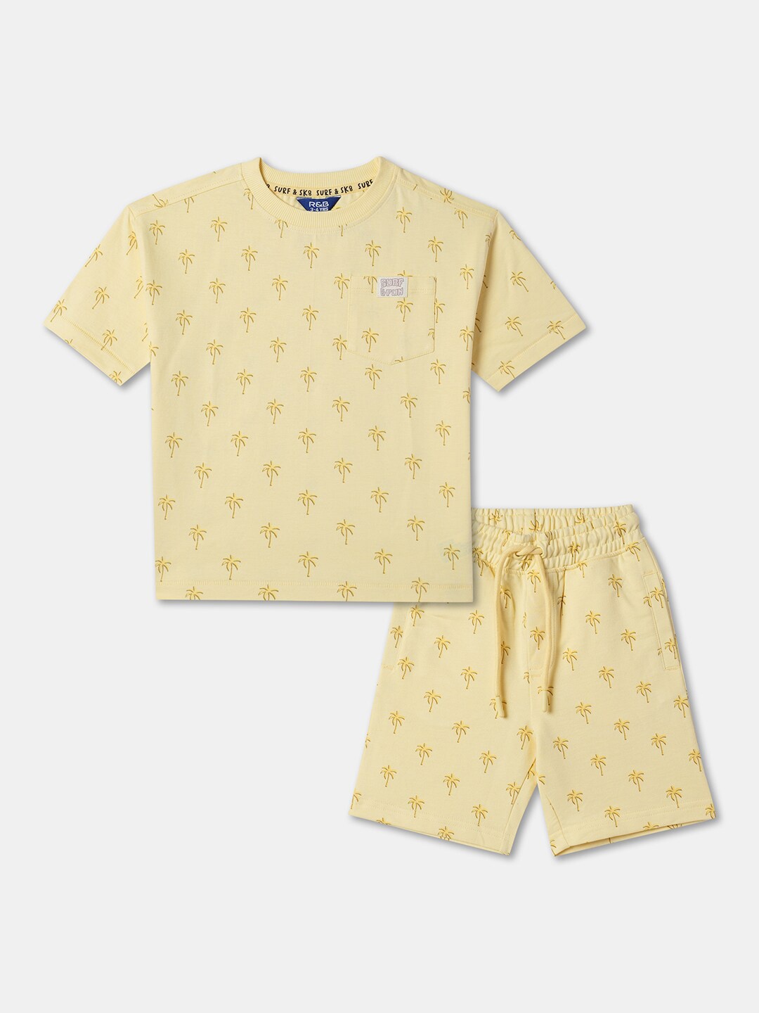 

R&B Boys Printed T-shirt with Shorts, Beige