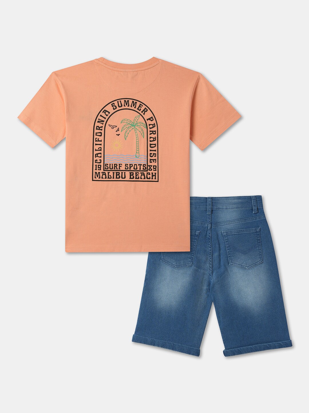 

R&B Boys Printed T-shirt with Shorts, Orange