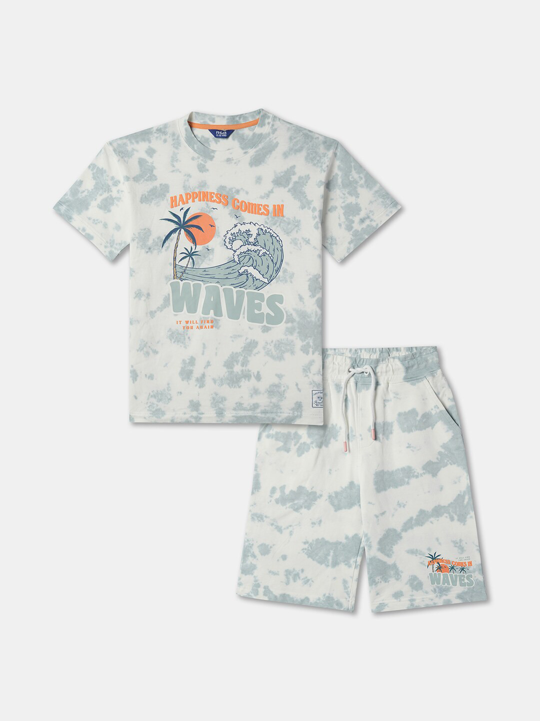 

R&B Boys Dyed T-shirt with Shorts, White