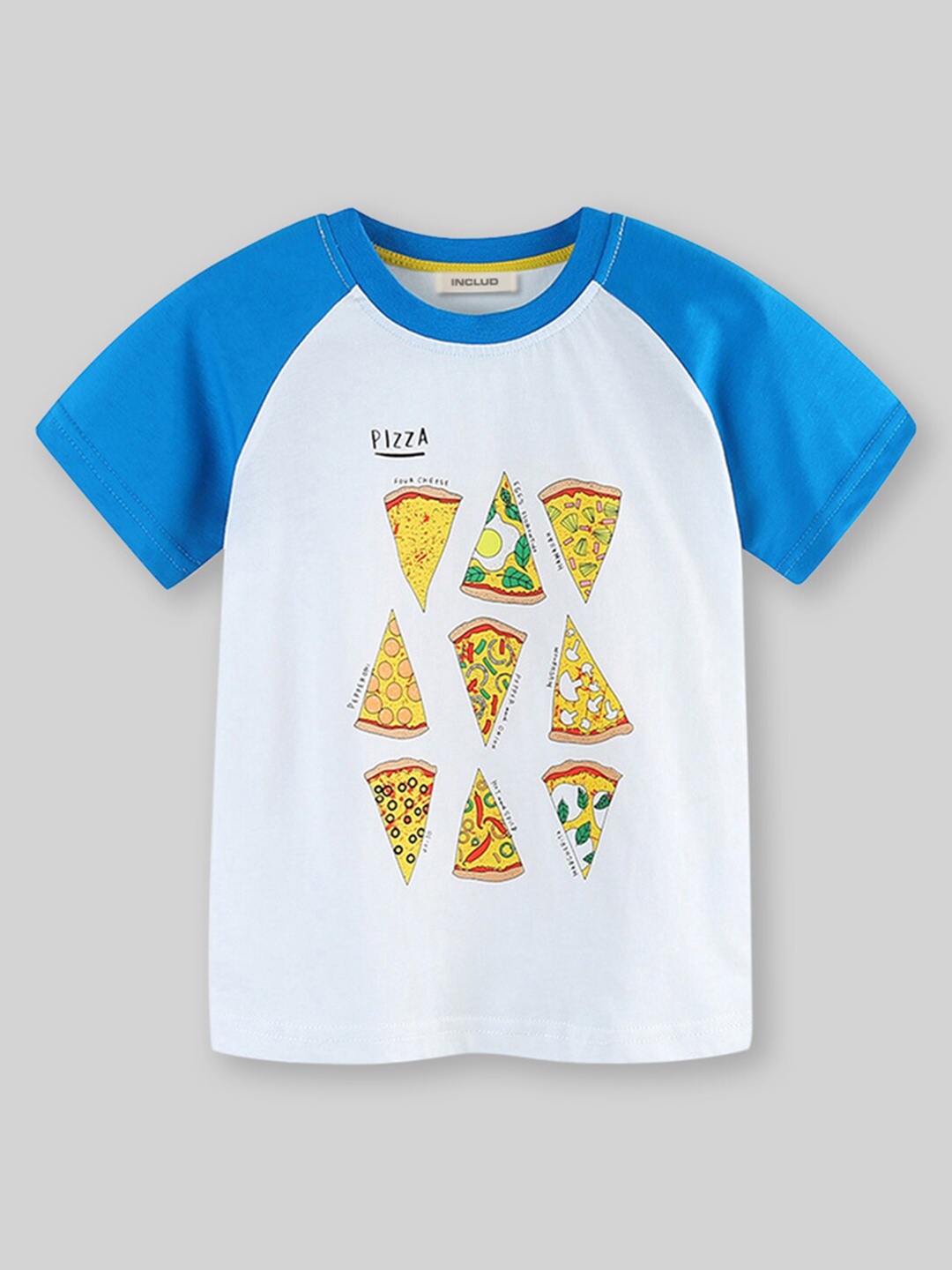 

INCLUD Boys Graphic Printed Round Neck Short Raglan Sleeves T-shirt, Blue