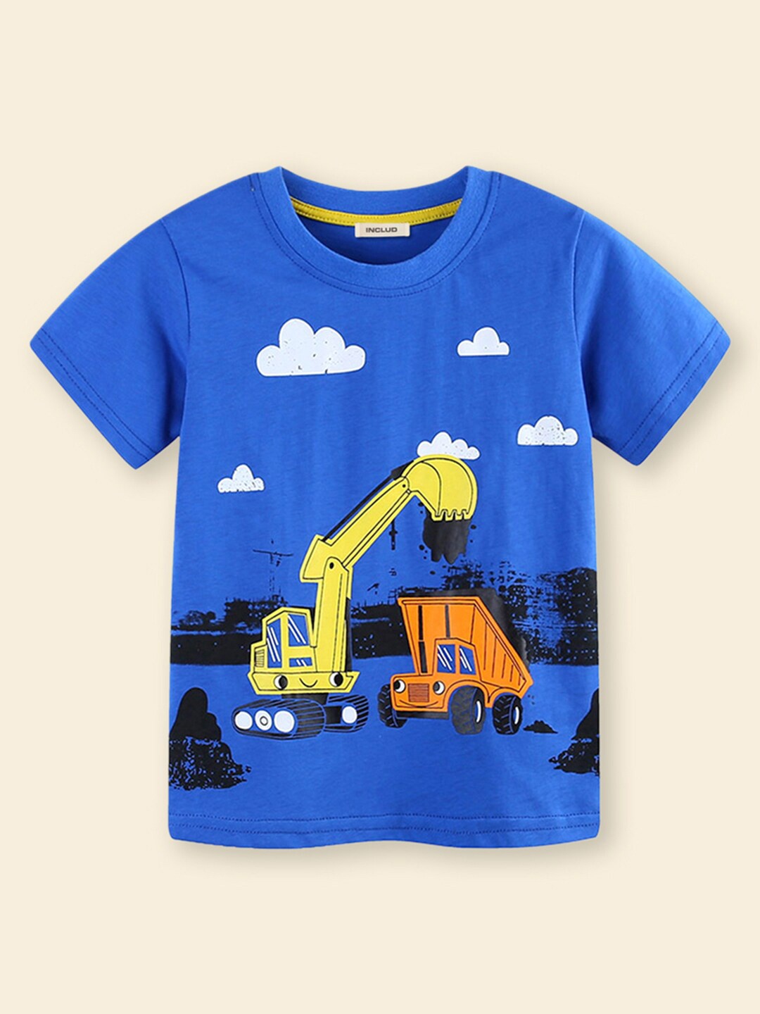 

INCLUD Boys Graphic Printed Round Neck Cotton T-shirt, Blue