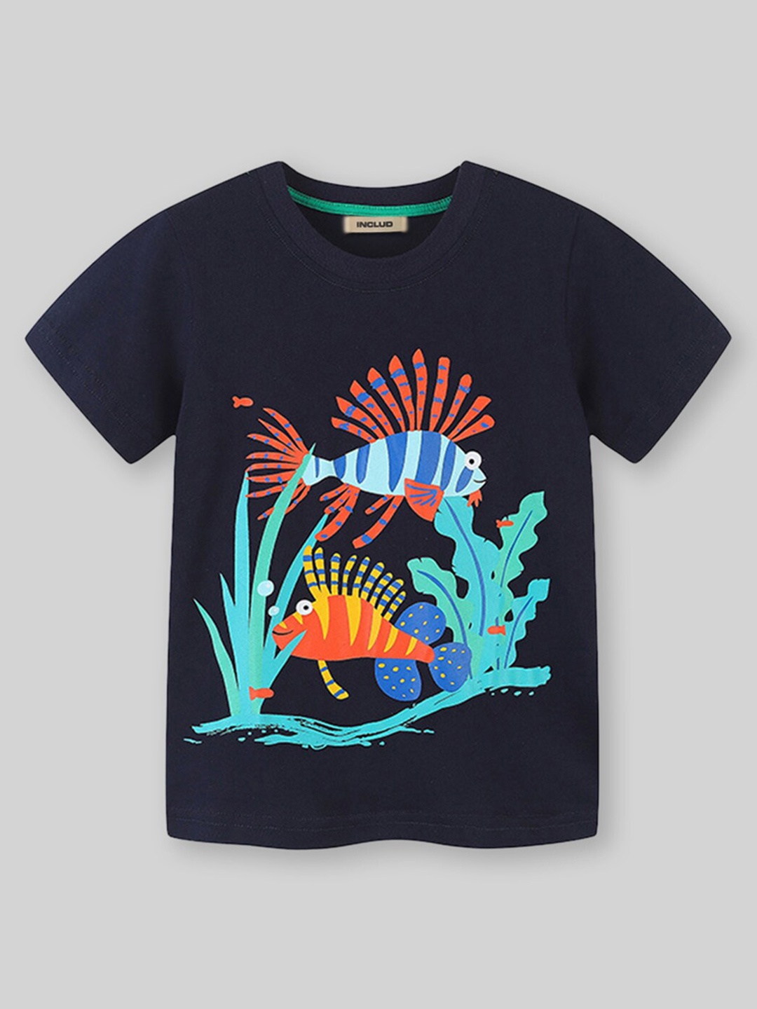 

INCLUD Boys Graphic Printed Round Neck Short sleeves T-shirt, Navy blue
