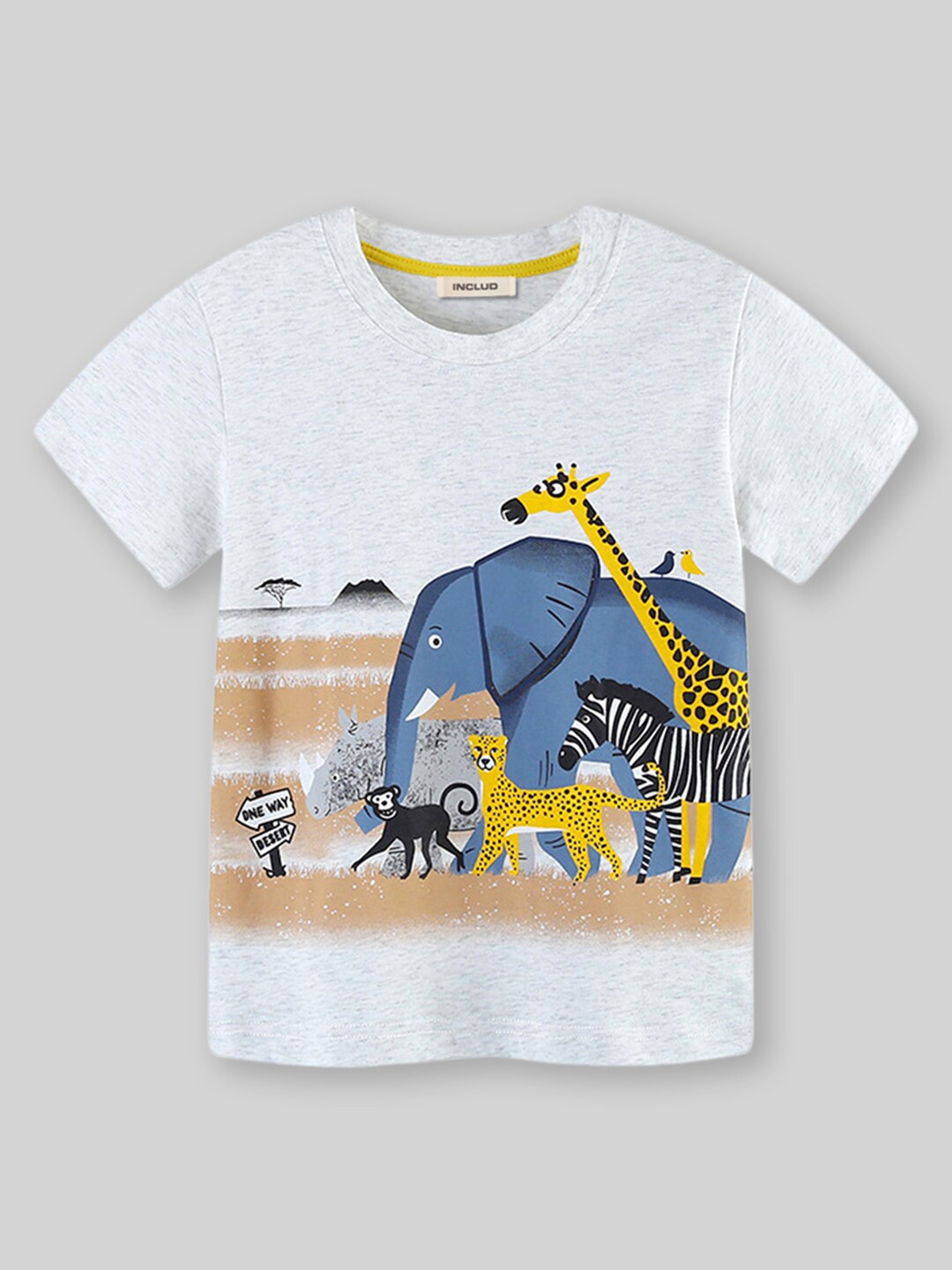 

INCLUD Boys Animal Graphic Printed T-shirt, Grey