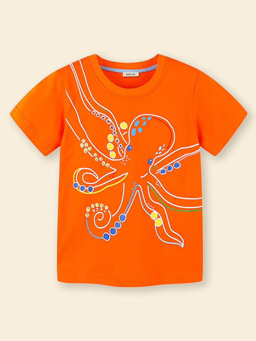 

INCLUD Boys Graphic Printed Round Neck Short Sleeves Casual T-shirt, Orange