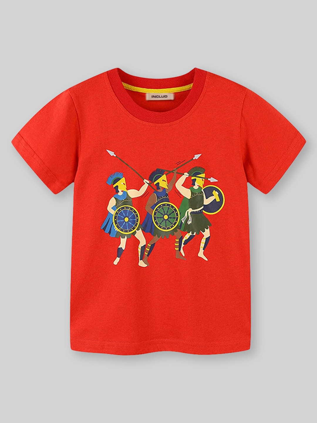

INCLUD Boys Graphic Printed Cotton Round Neck Regular Fit T-shirt, Red