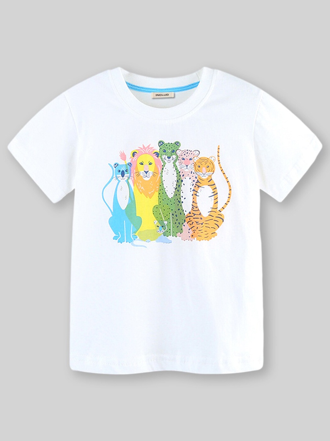 

INCLUD Boys Graphic Printed Round Neck Cotton Regular Fit T-shirt, White