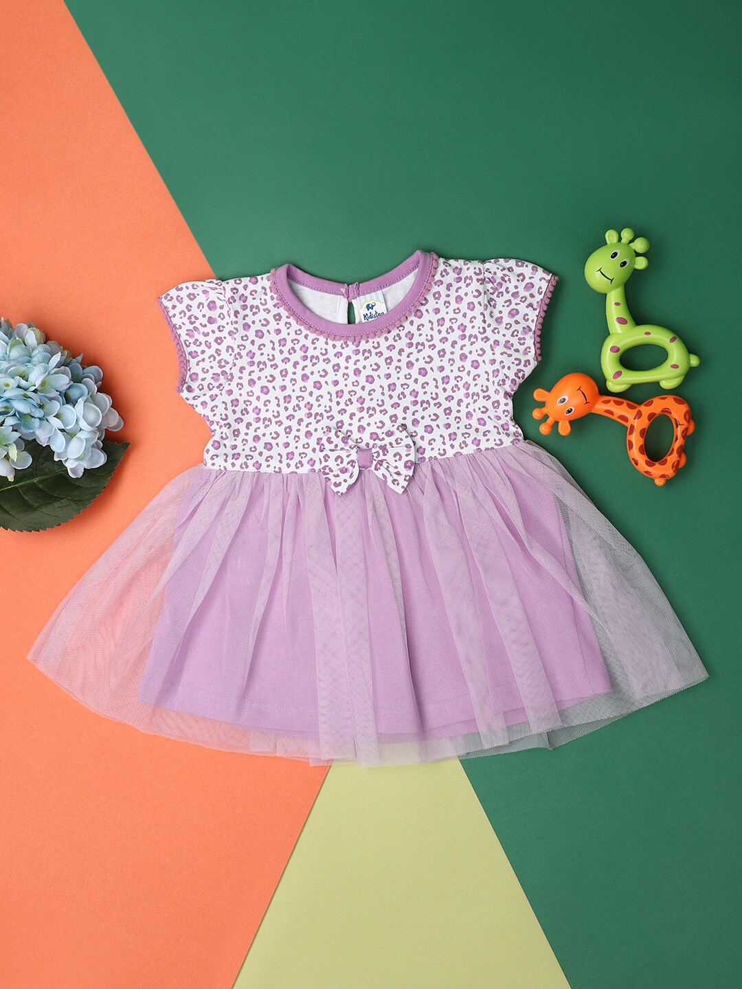 

V-Mart Short Sleeves Round Neck Cotton Fit & Flare Dress, Purple