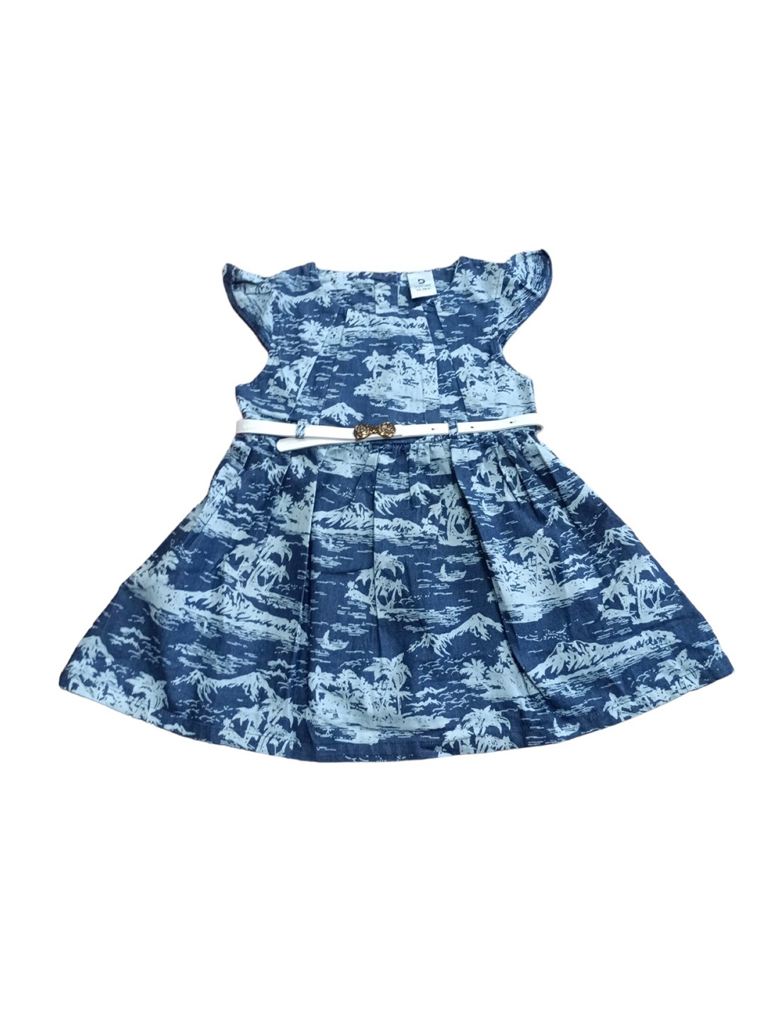 

CELEBRITY CLUB Girl Tropical Print Round Neck Fit & Flare Dress, Blue