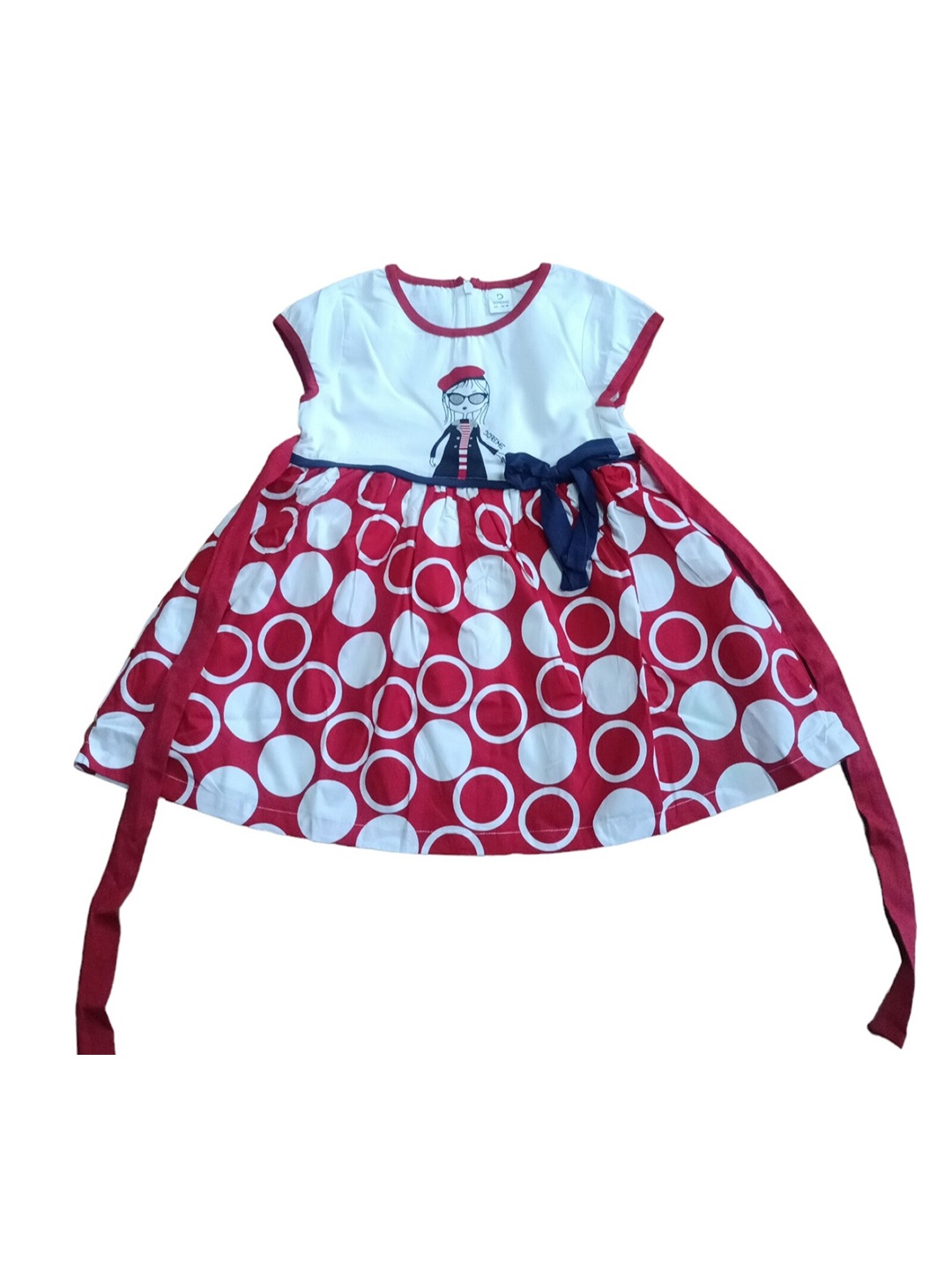 

CELEBRITY CLUB Girls Geometric Printed Round Neck Fit & Flare Dress, Red