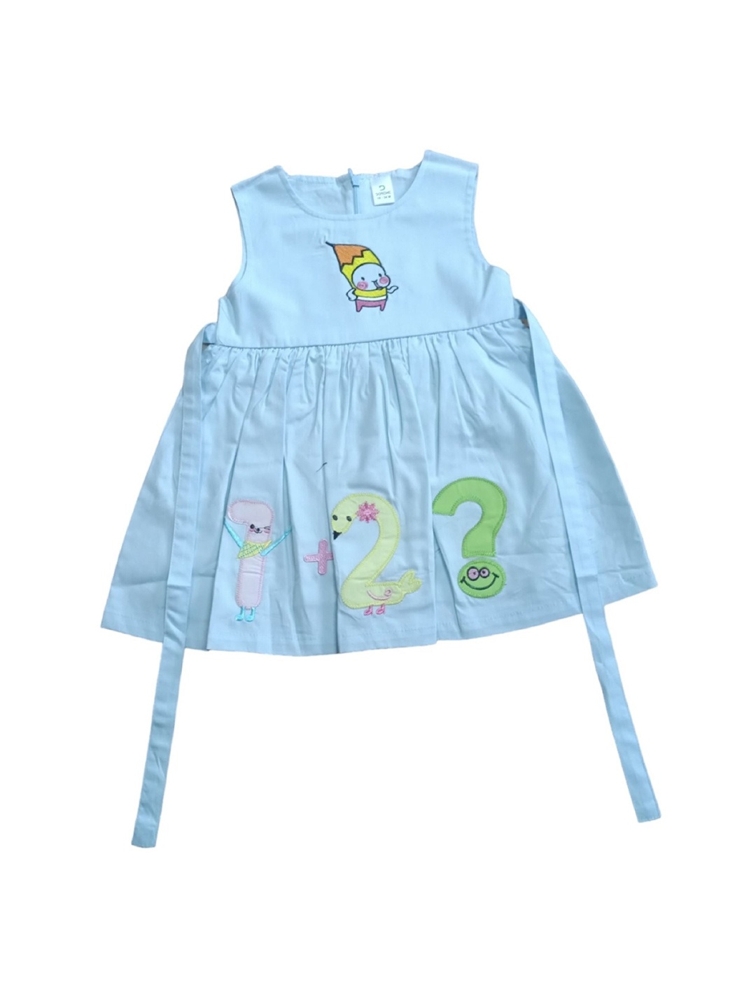 

CELEBRITY CLUB Girl Conversational Printed Round Neck A-Line Dress, Blue