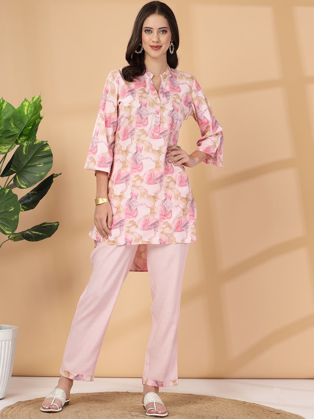 

Nayam By Lakshita Printed Tunic With Trousers, Pink