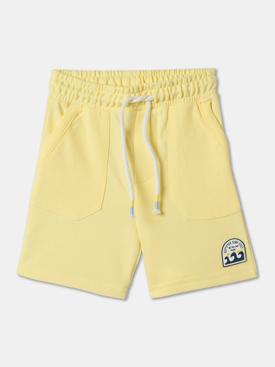 

R&B Boys Mid-Rise Cotton Shorts, Yellow