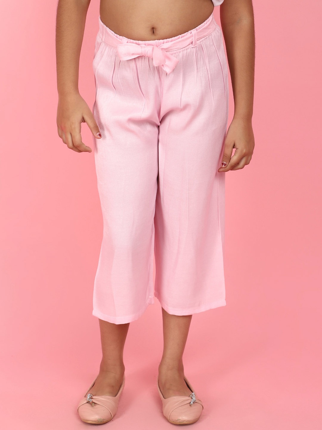 

V-Mart Girls Mid-Rise Loose Fit Culottes Trousers, Pink