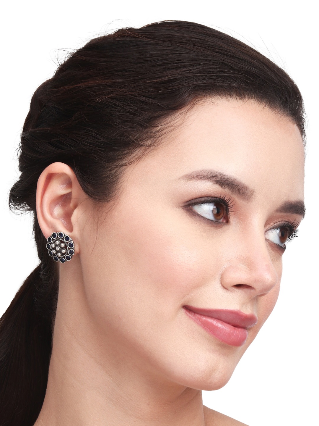 

Anvik Silver-Plated Oxidised Studs Earrings