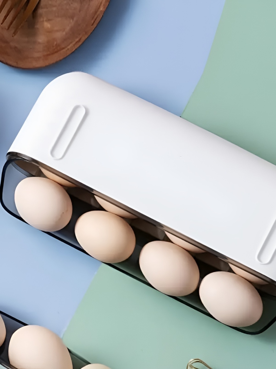 

HomeCloud White & Grey Modern Inclined-Slide Egg Storage Box