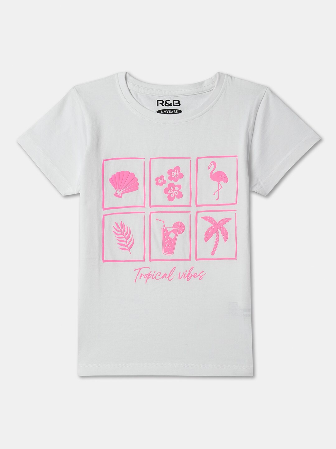 

R&B Girls Printed T-shirt, White