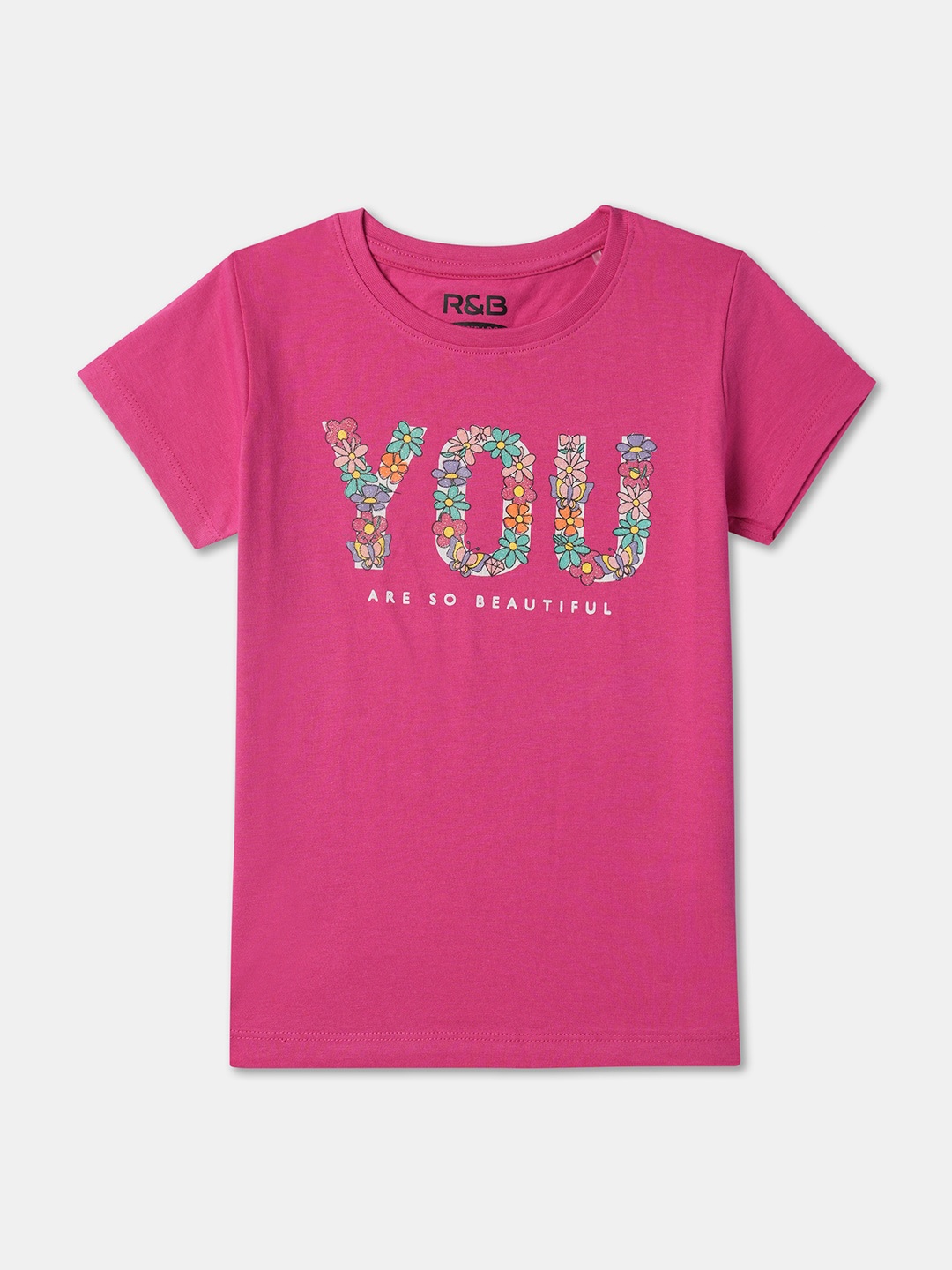 

R&B Girls Typography Printed T-shirt, Pink
