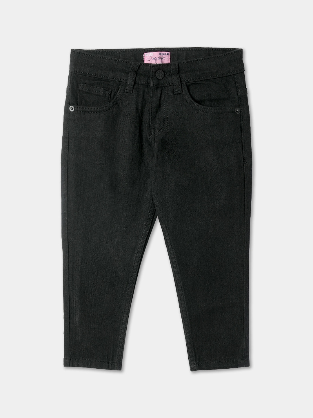 

R&B Girls Mid-Rise Clean Look Cotton Jeans, Black