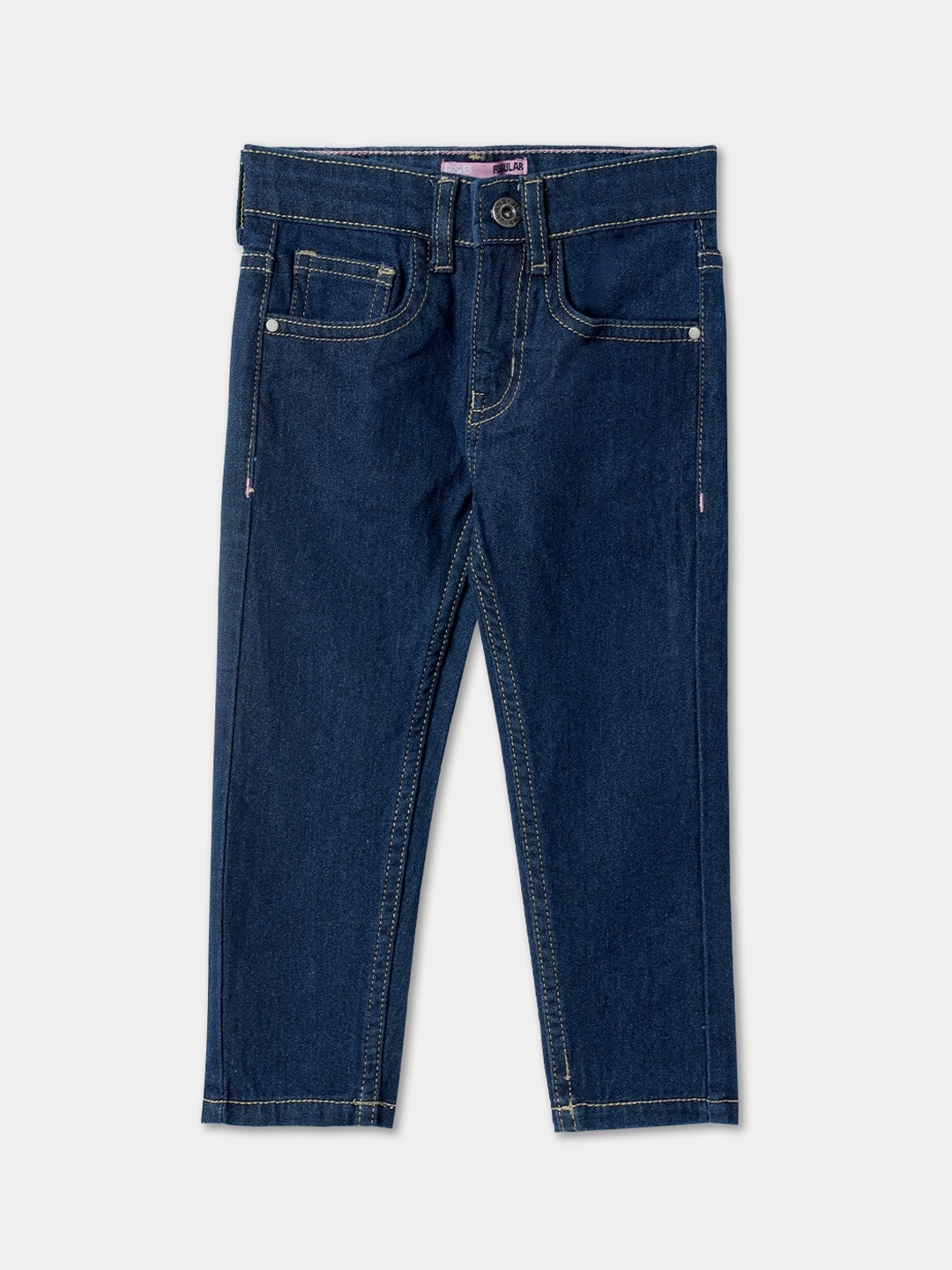 

R&B Girls Mid-Rise Clean Look Cotton Jeans, Blue
