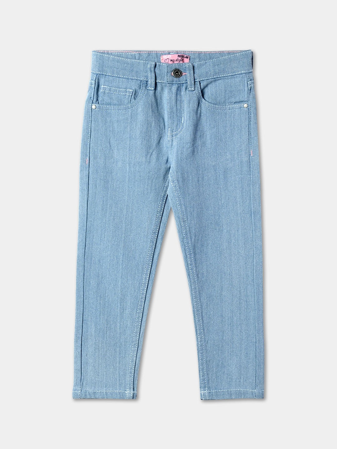 

R&B Girls Mid-Rise Clean Look Cotton Jeans, Blue