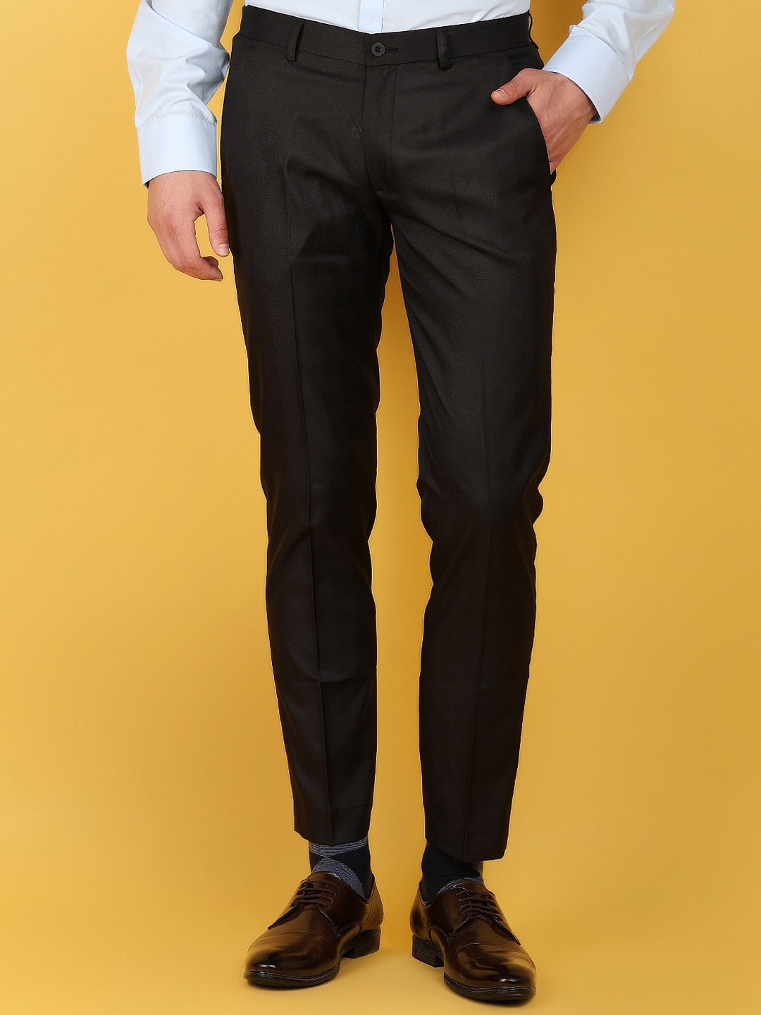 

V-Mart Men Mid Rise Formal Trousers, Black