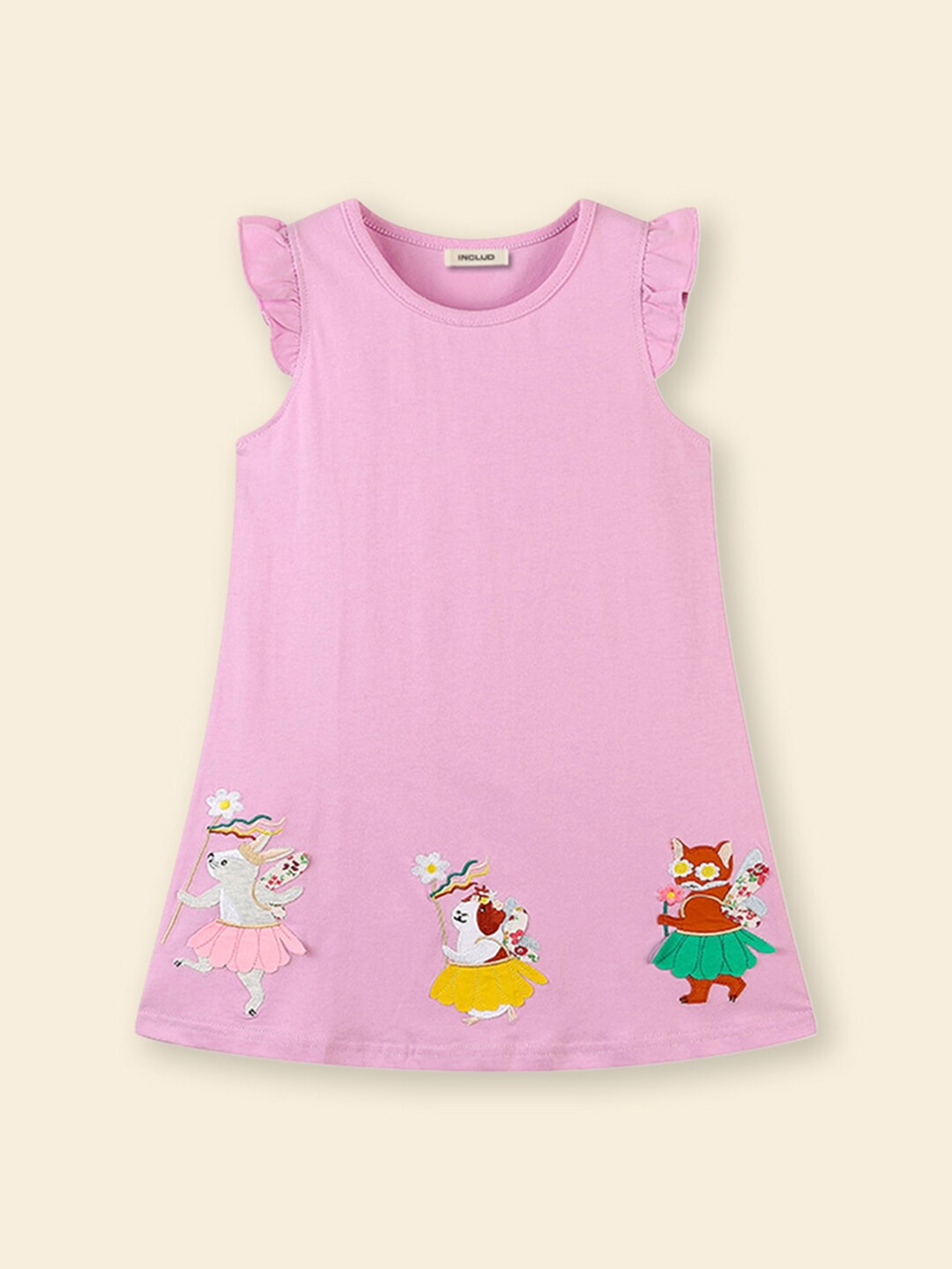 

INCLUD Girls Embroidered A-Line Dress, Pink