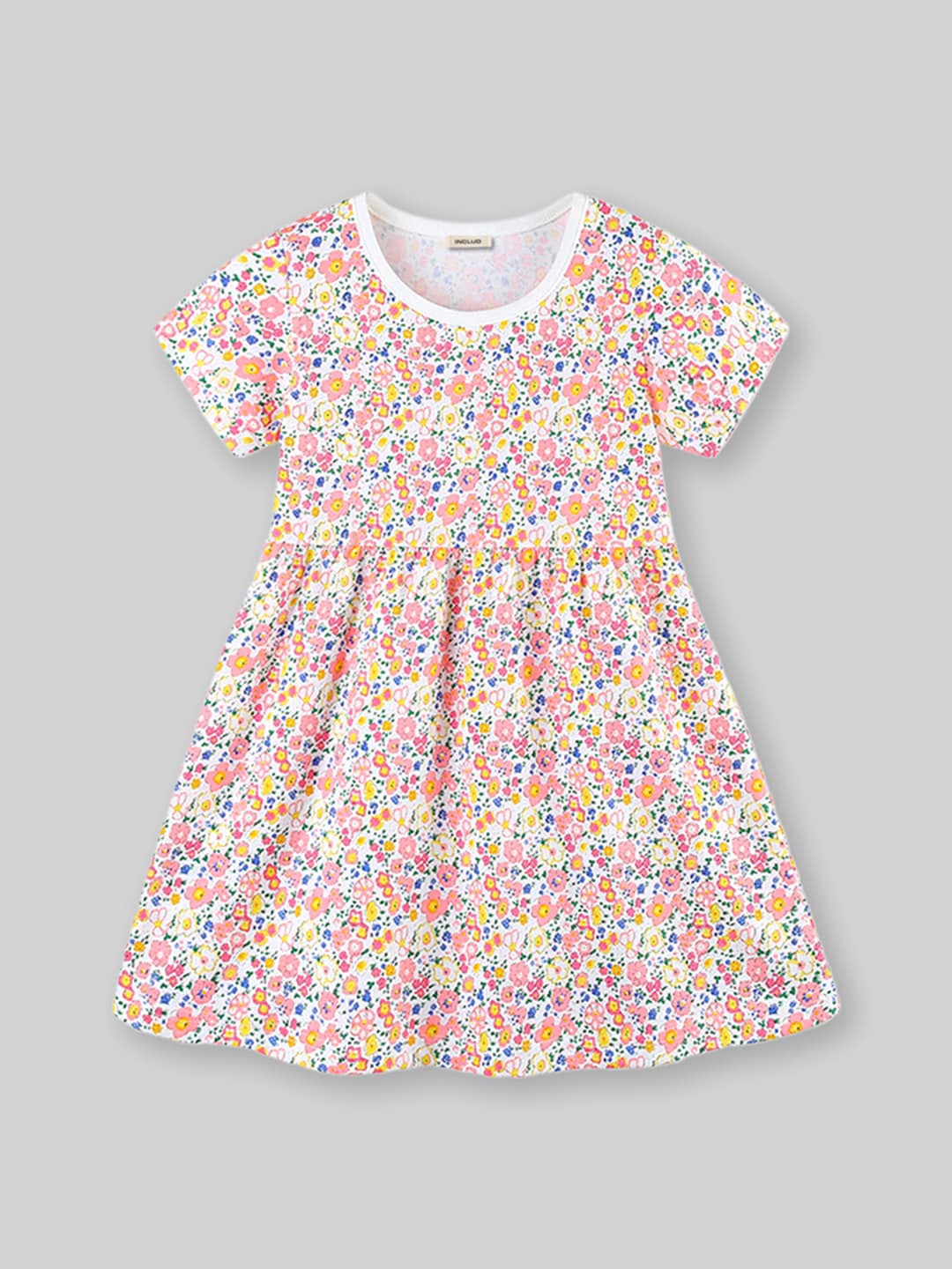 

INCLUD Girls Floral Printed A-Line Dress, Pink
