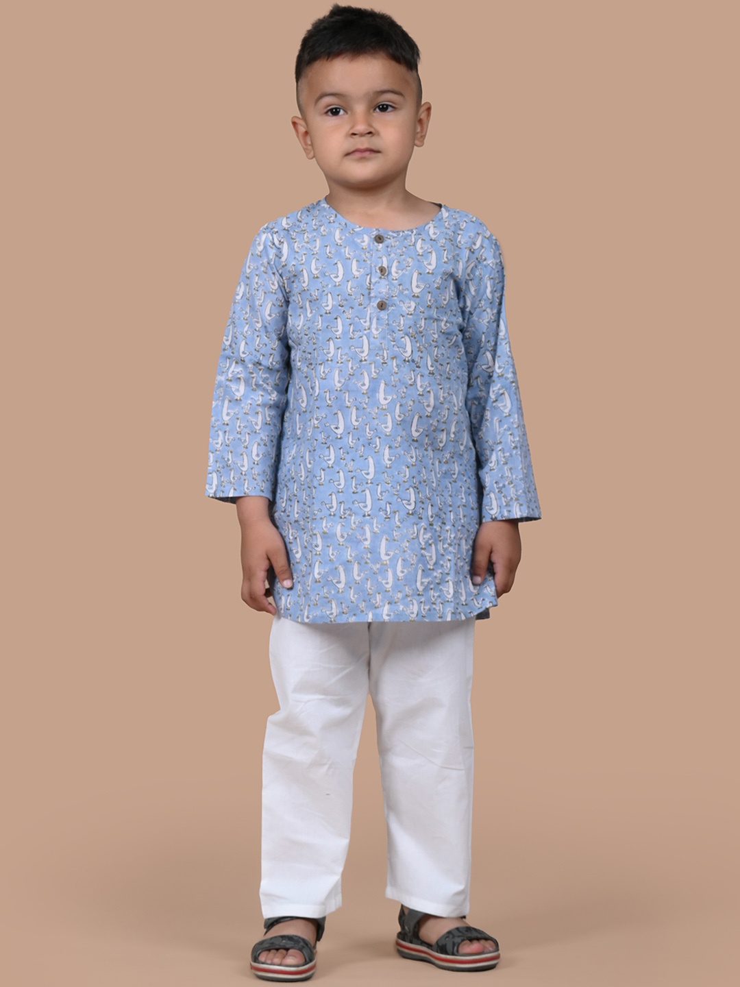 

BAESD Boys Printed Pure Cotton Kurta and Pyjamas, Blue