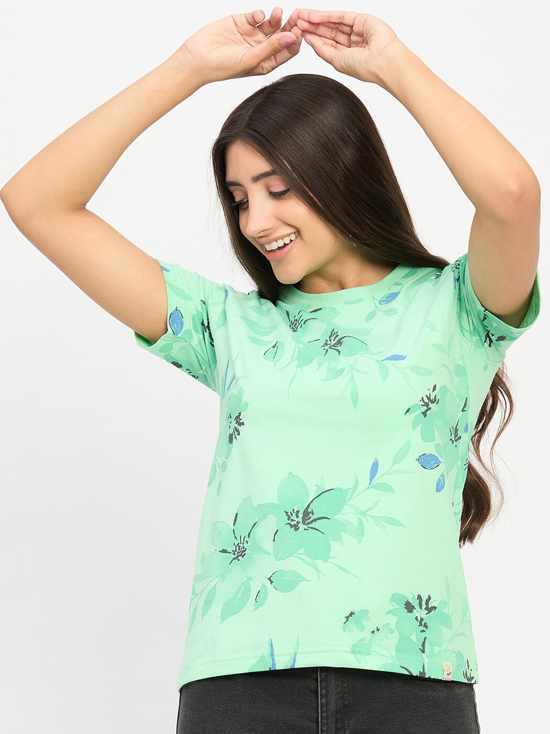 

Duke Floral Printed Cotton Top, Green