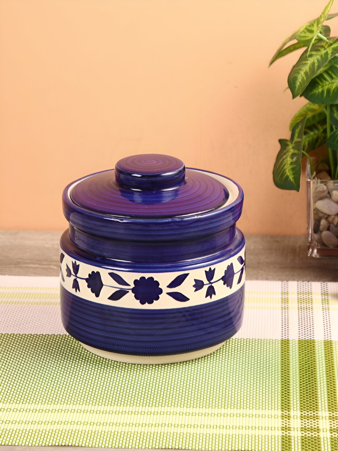 

Aura Blue & White Printed Ceramic Canister With Lid