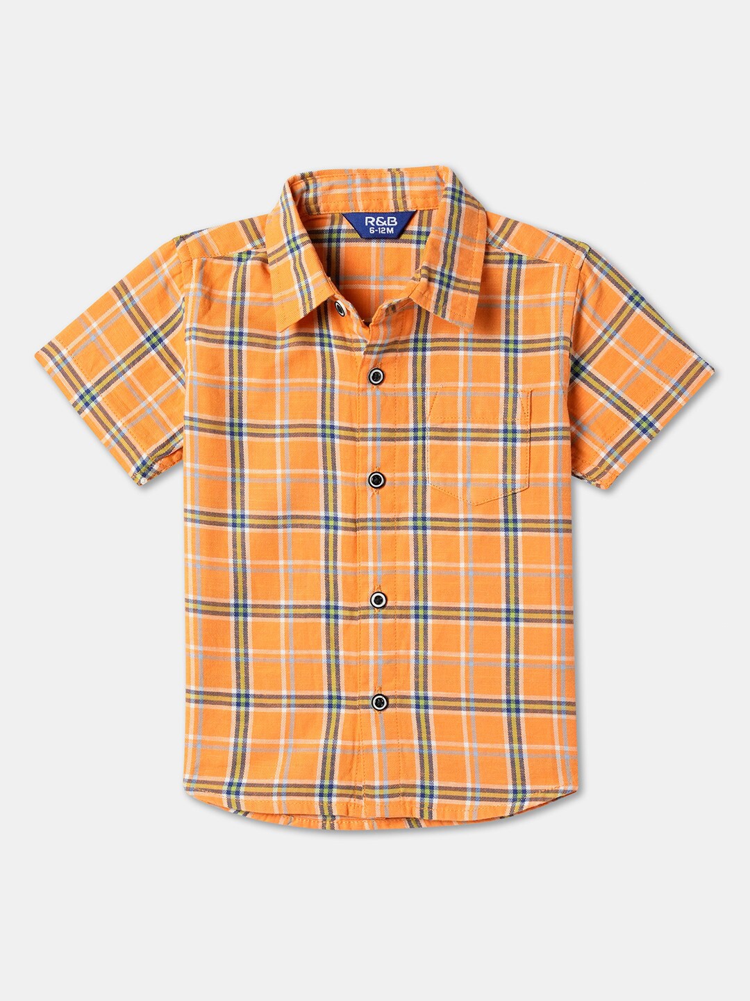 

R&B Infants Tartan Checked Cotton Casual Shirt, Orange