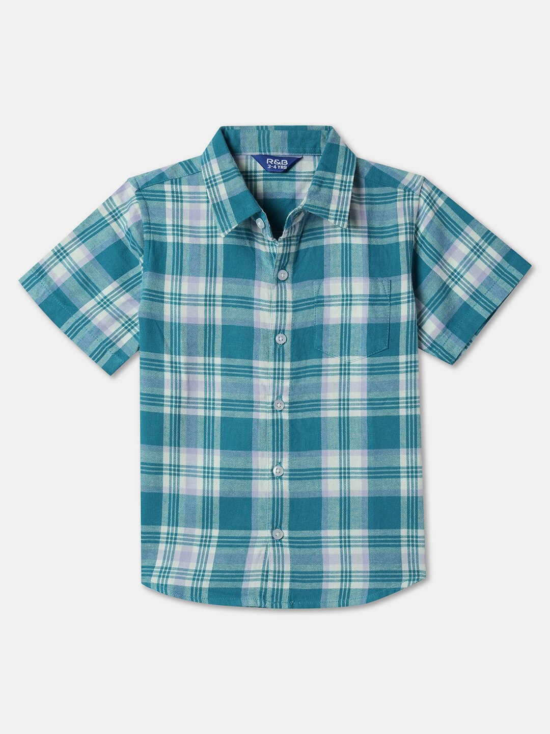 

R&B Boys Tartan Checked Cotton Casual Shirt, Blue