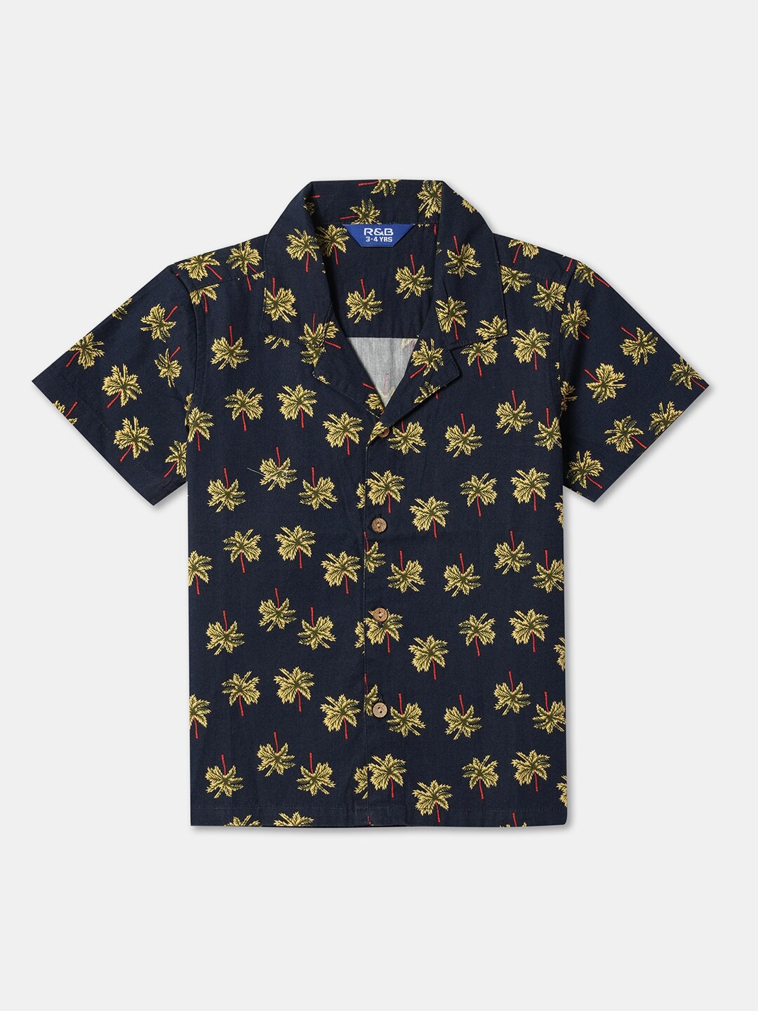 

R&B Boys Floral Printed Cotton Opaque Casual Shirt, Blue