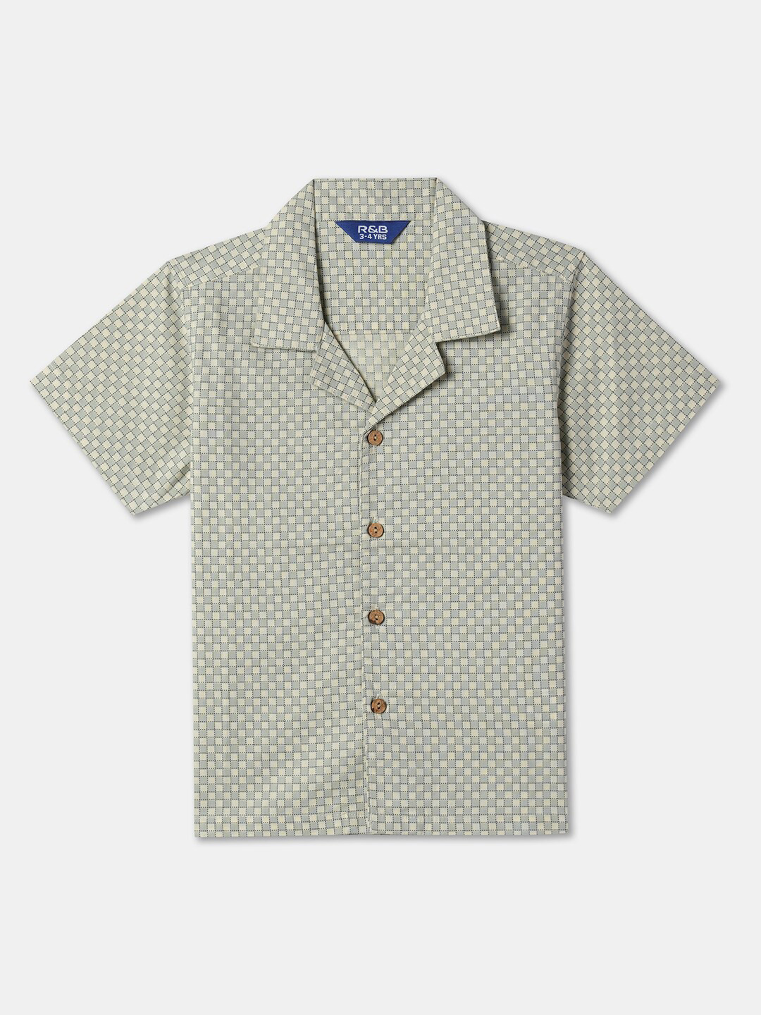 

R&B Boys Checked Cotton Opaque Casual Shirt, Beige
