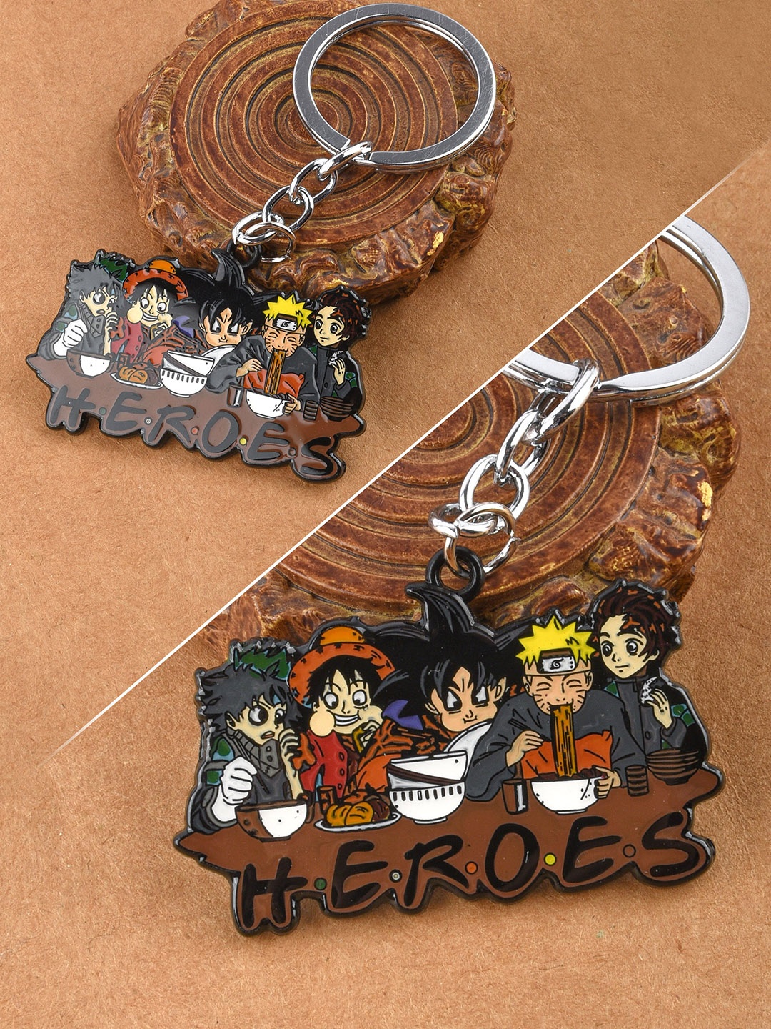 

COMICSENSE Brown & Silver Toned Printed Naruto Anime Metal Key Chain