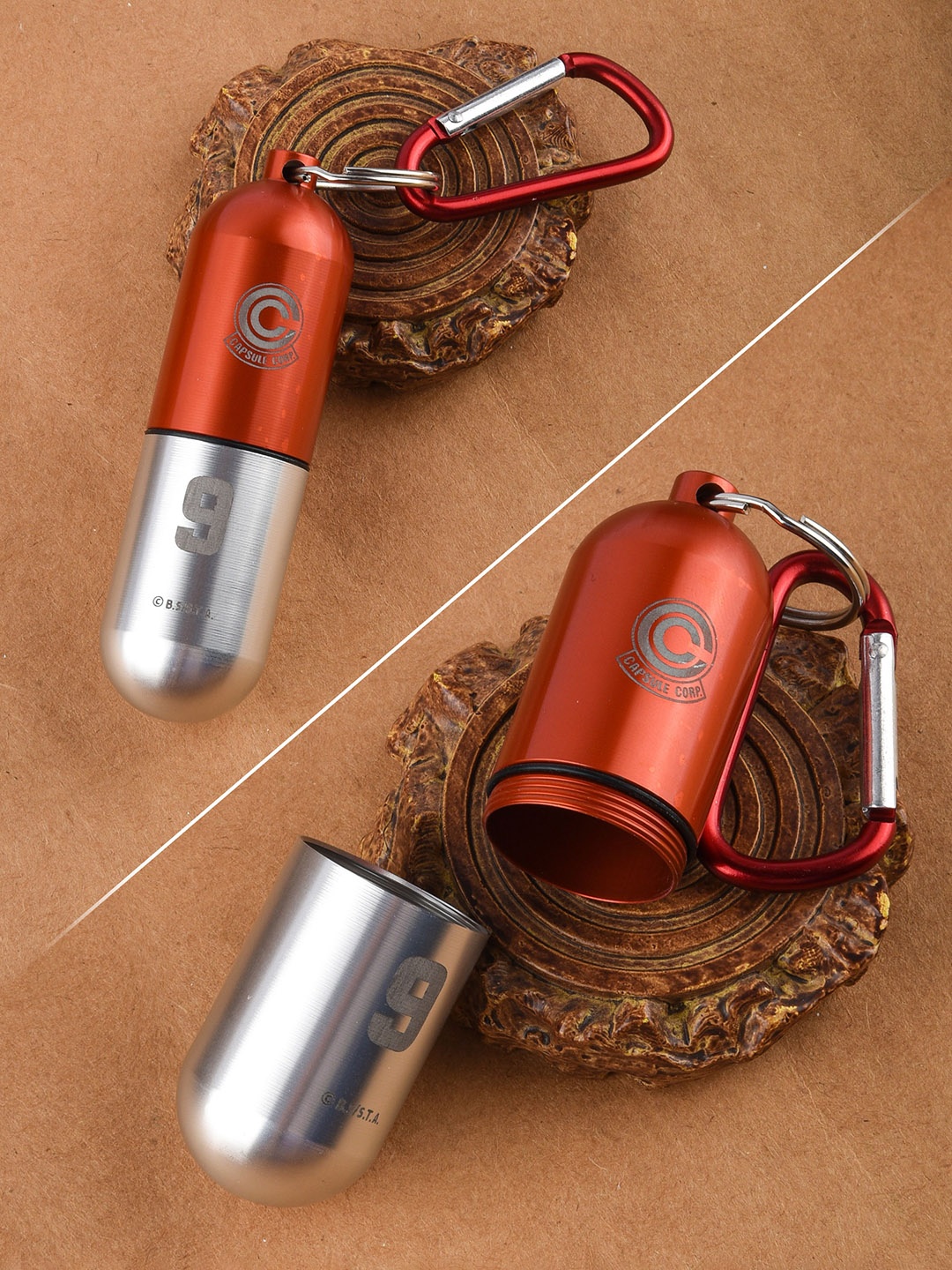 

COMICSENSE Red & Silver Toned Dragon Ball Z Anime Hoi Poi Capsule Metal Key Chain