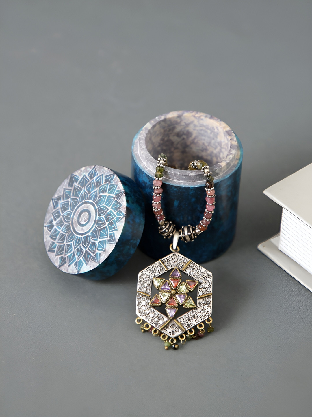 

Aura Blue Self Design Jewellery Organiser