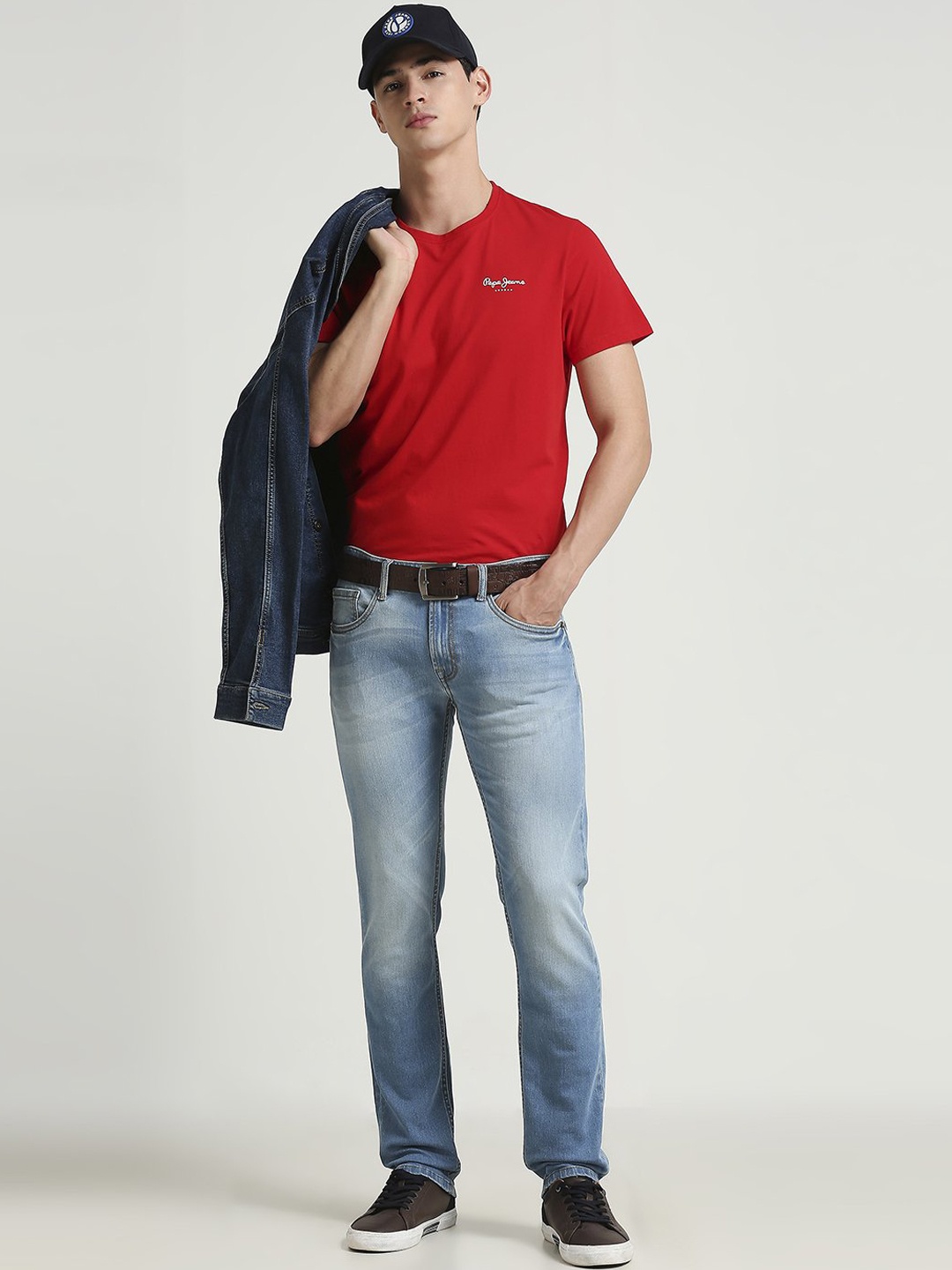 

Pepe Jeans Men Slim Fit Heavy Fade Clean Look Stretchable Jeans, Blue