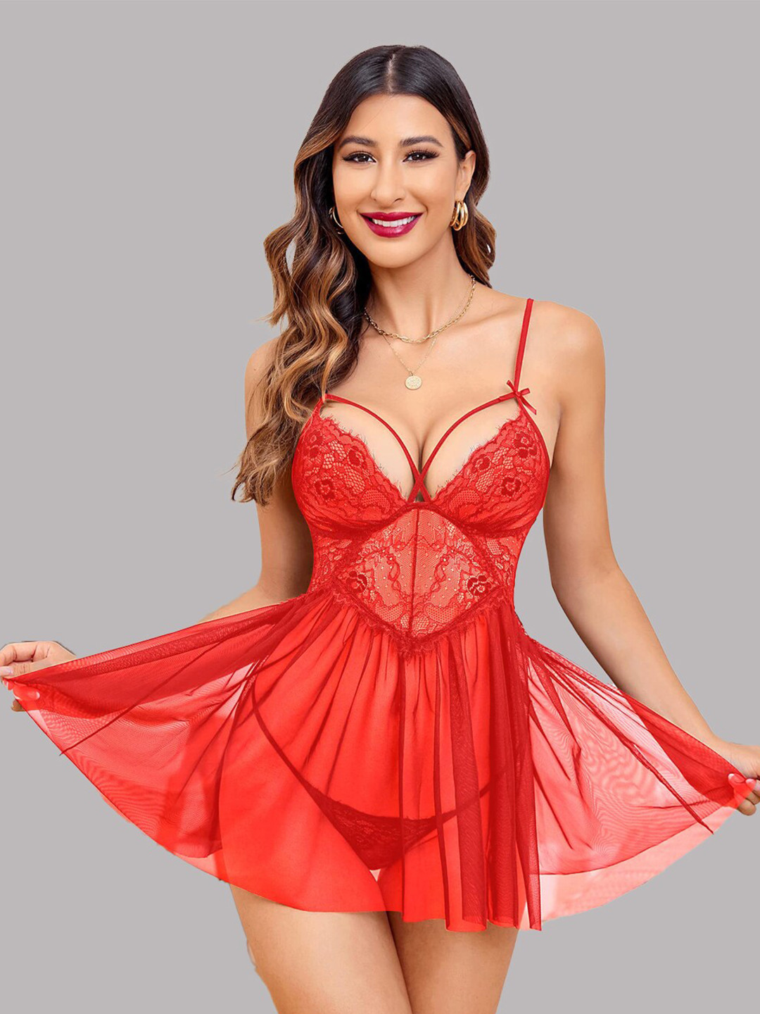

KRENOZ Net Baby Doll, Red