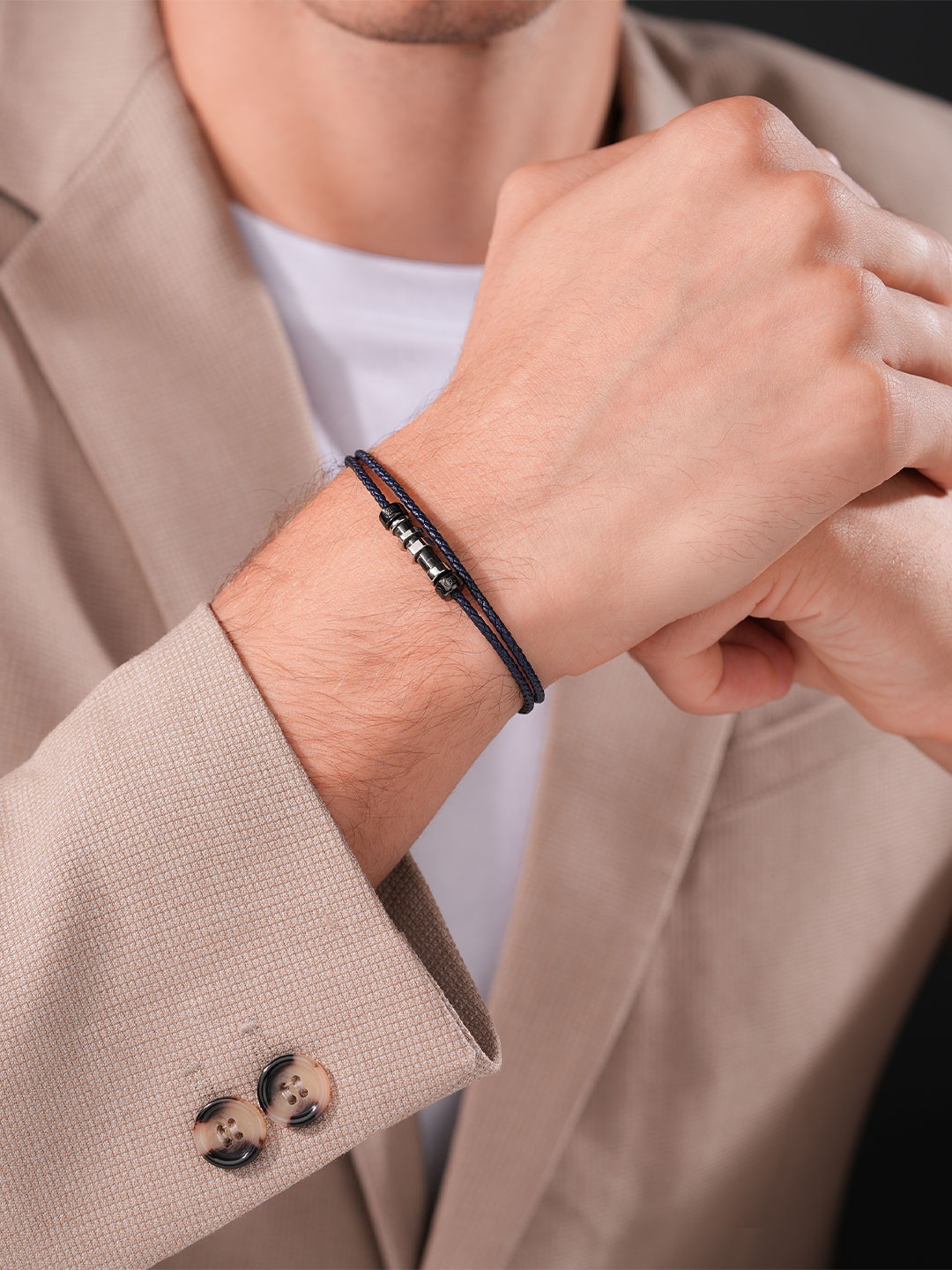 

Cerruti 1881 Men Wraparound Bracelet, Blue