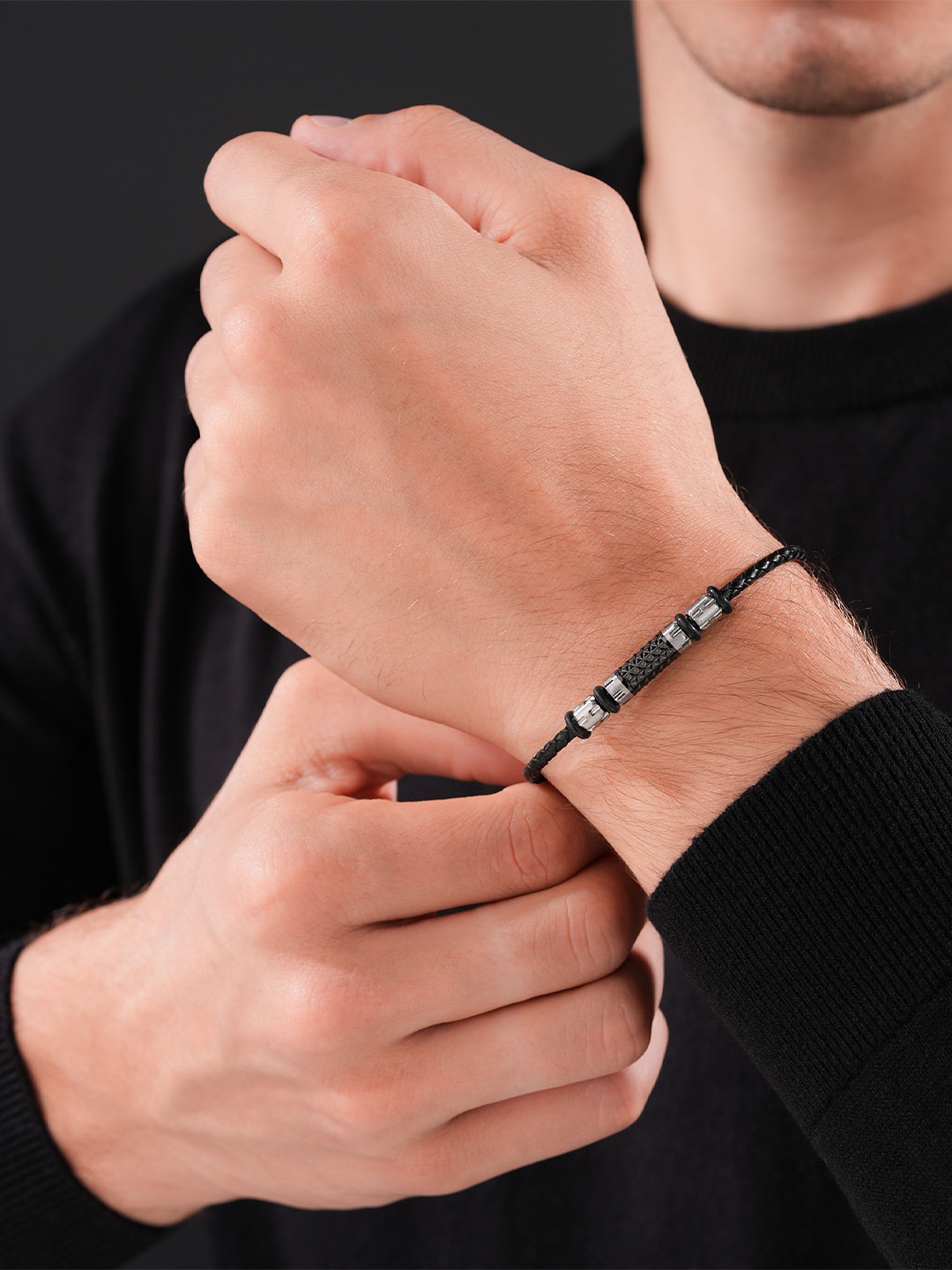 

Cerruti 1881 Men Link Bracelet, Black