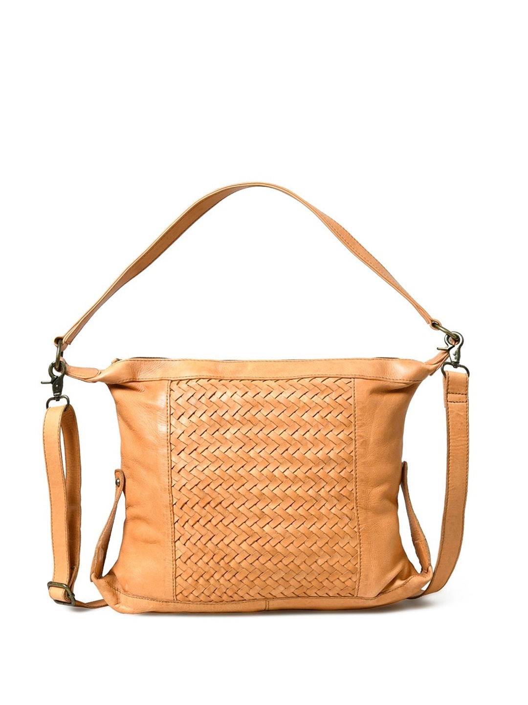 

MaheTri Textured Leather Structured Handheld Bag, Orange
