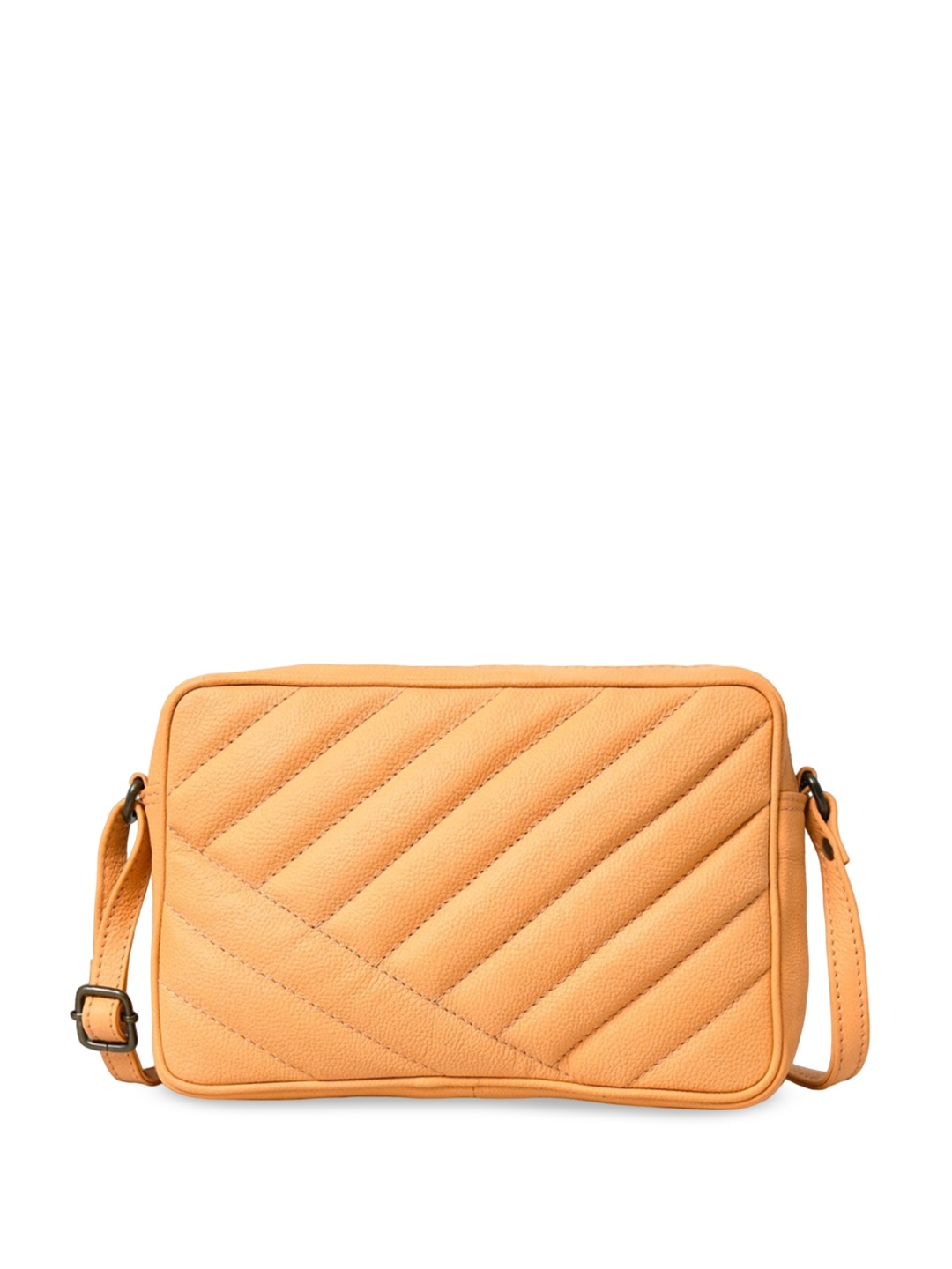 

MaheTri Geometric Textured Leather Structured Sling Bag, Orange