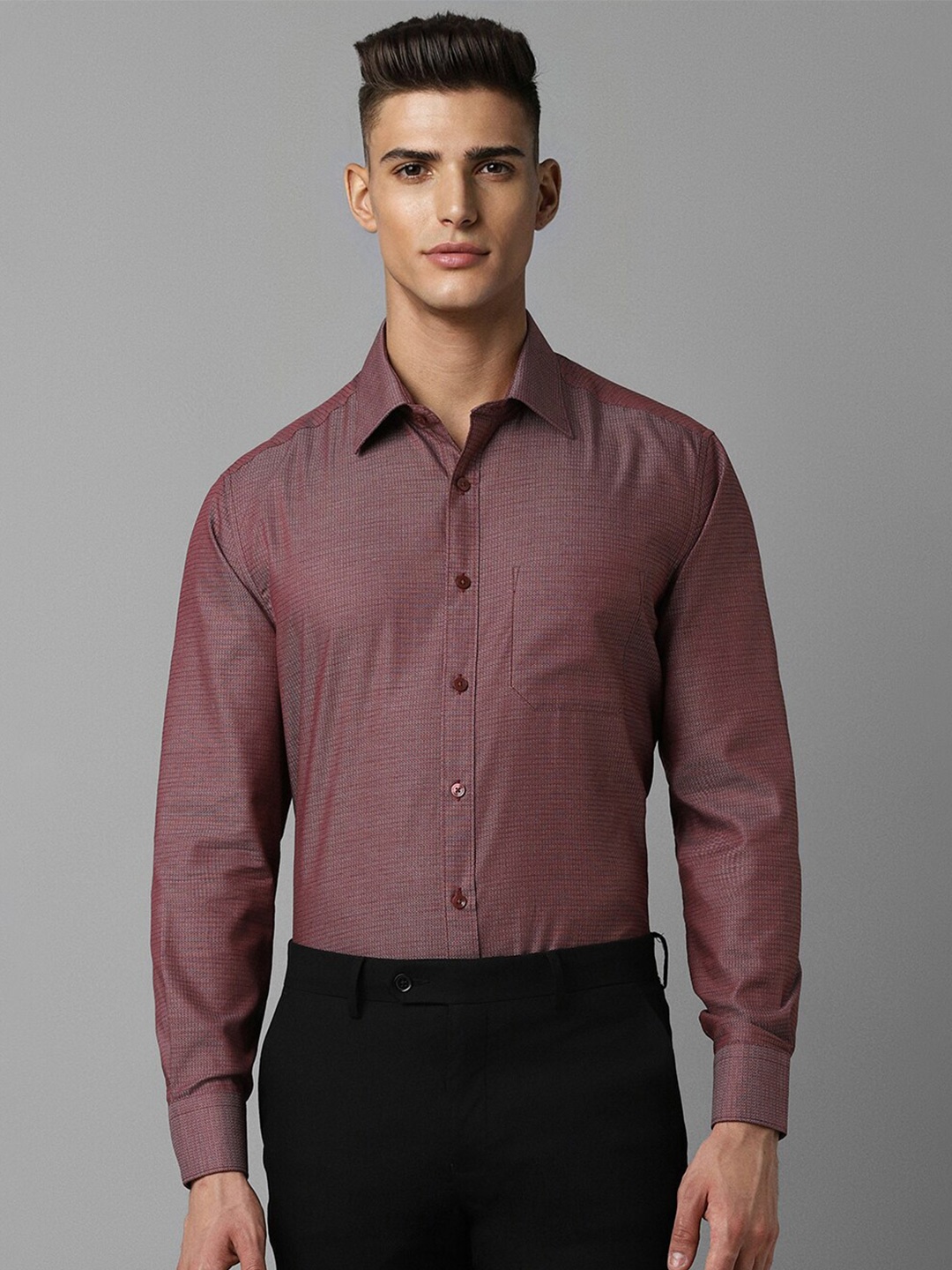 

Louis Philippe Classic Self Design Pure Cotton Formal Shirt, Maroon