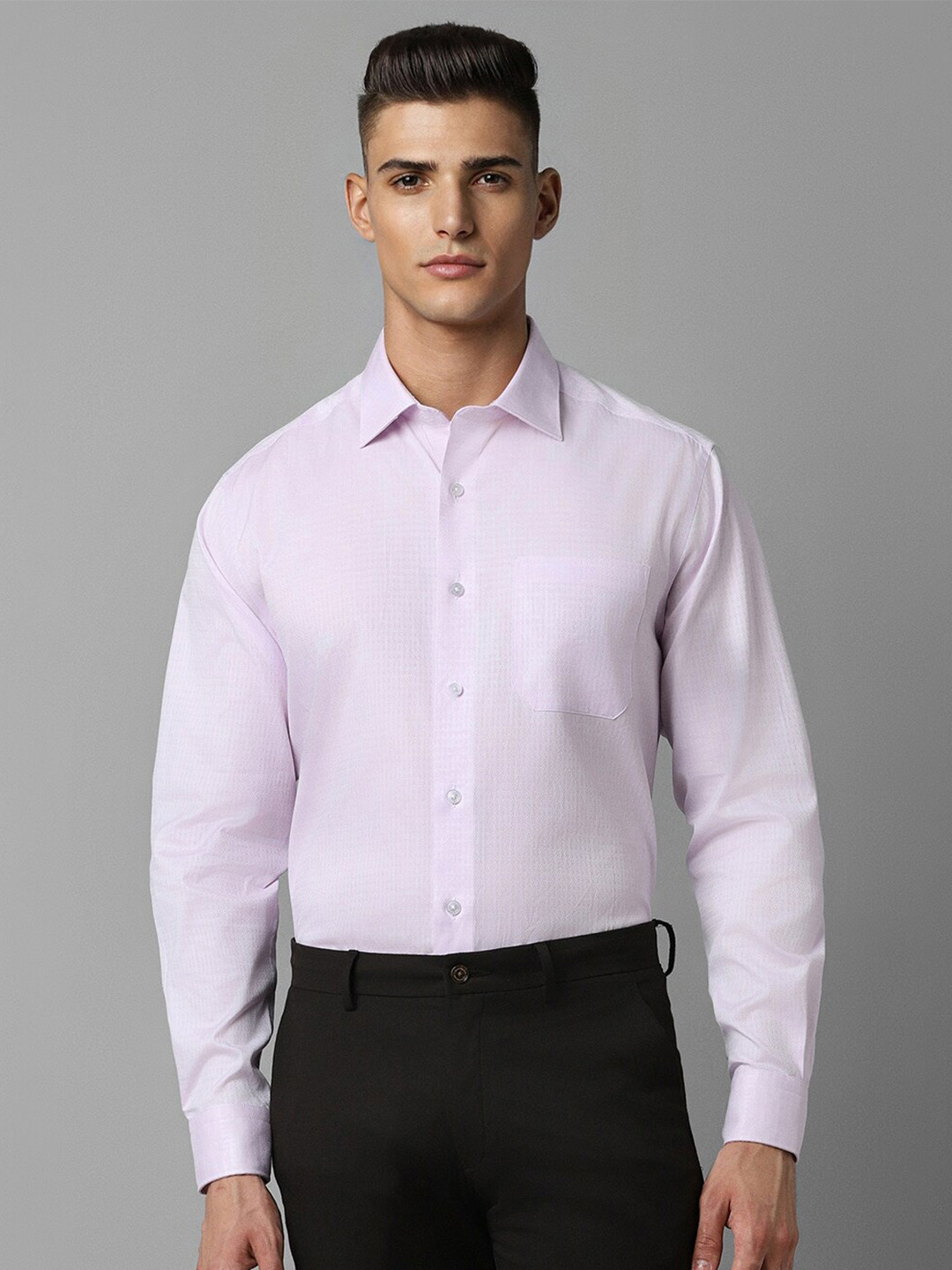 

Louis Philippe Classic Self Design Pure Cotton Formal Shirt, Purple