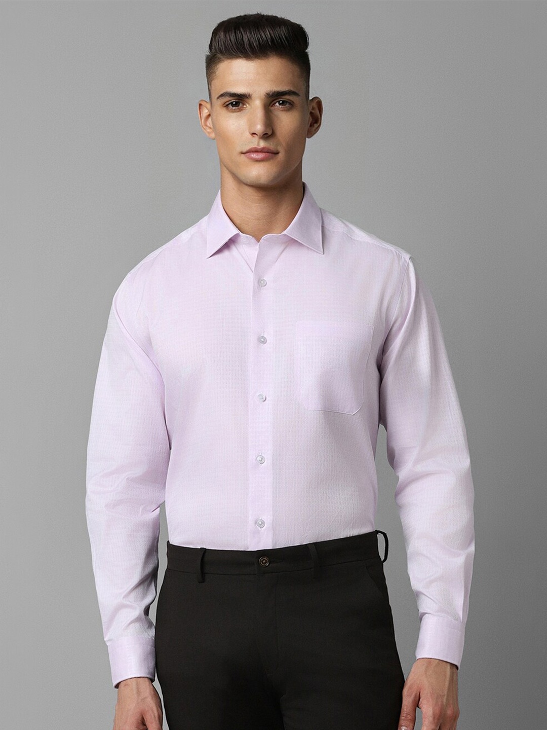 

Louis Philippe Ethnic Motifs Printed Cutaway Collar Classic Cotton Formal Shirt, Purple