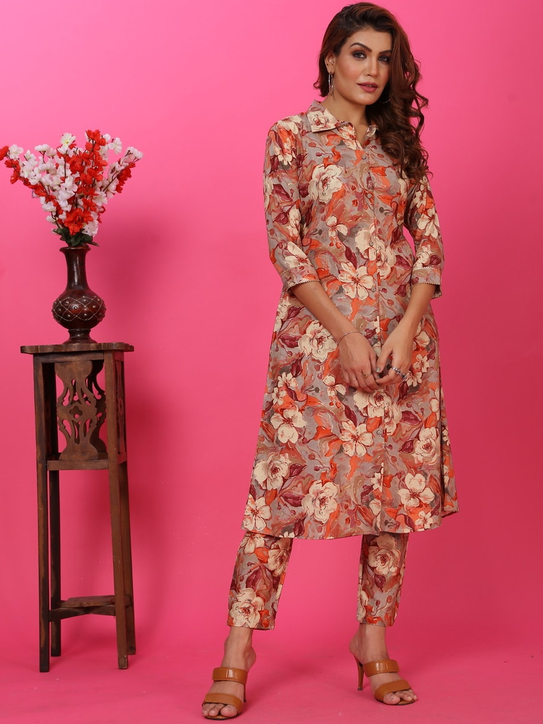 

Rujave Printed Tunic With Trousers Ethnic Co-Ords, Mustard