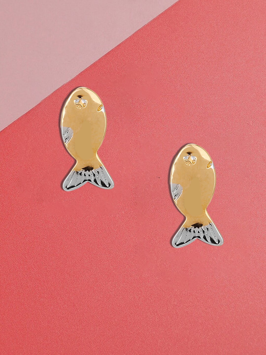 

Adwitiya Collection Gold-Plated Fish Studs Earrings